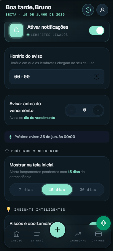 Configuração de notificações