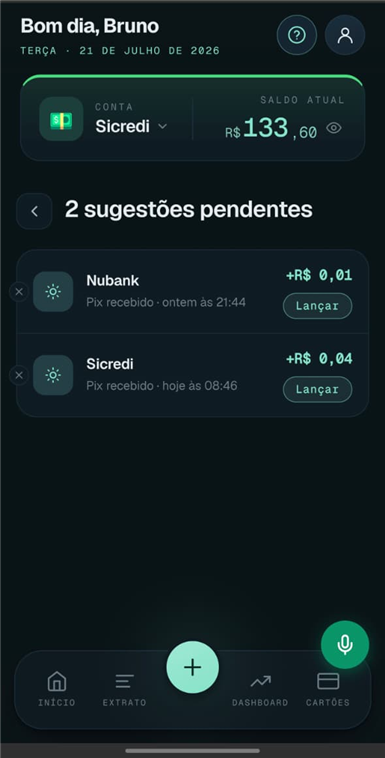 Central de sugestões de lançamento