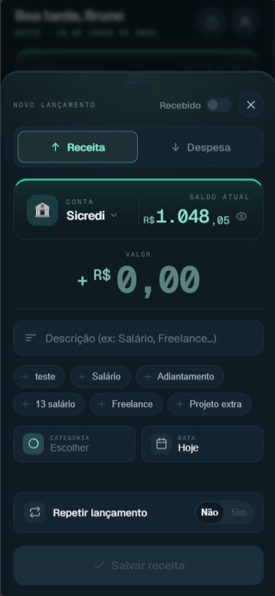 Modal de novo lançamento