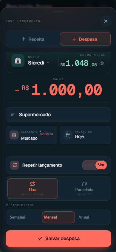 Criar lançamento recorrente